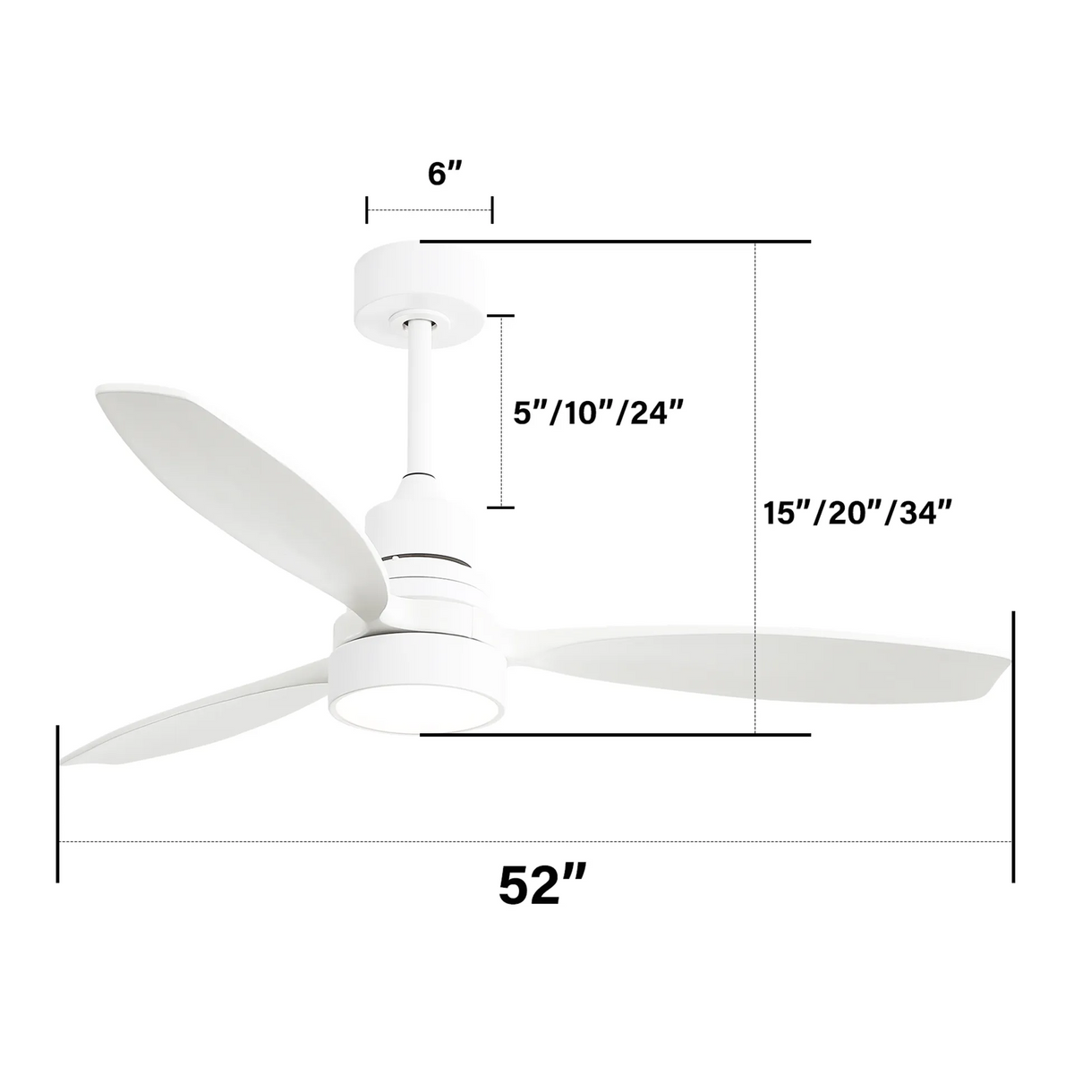 Nøordka Ceiling Fan Fixture Default 52" Modern Sleek White Ceiling Fan With Light