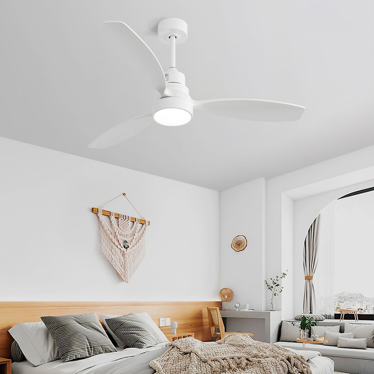 Nøordka Ceiling Fan Fixture Default 52" Modern Sleek White Ceiling Fan With Light
