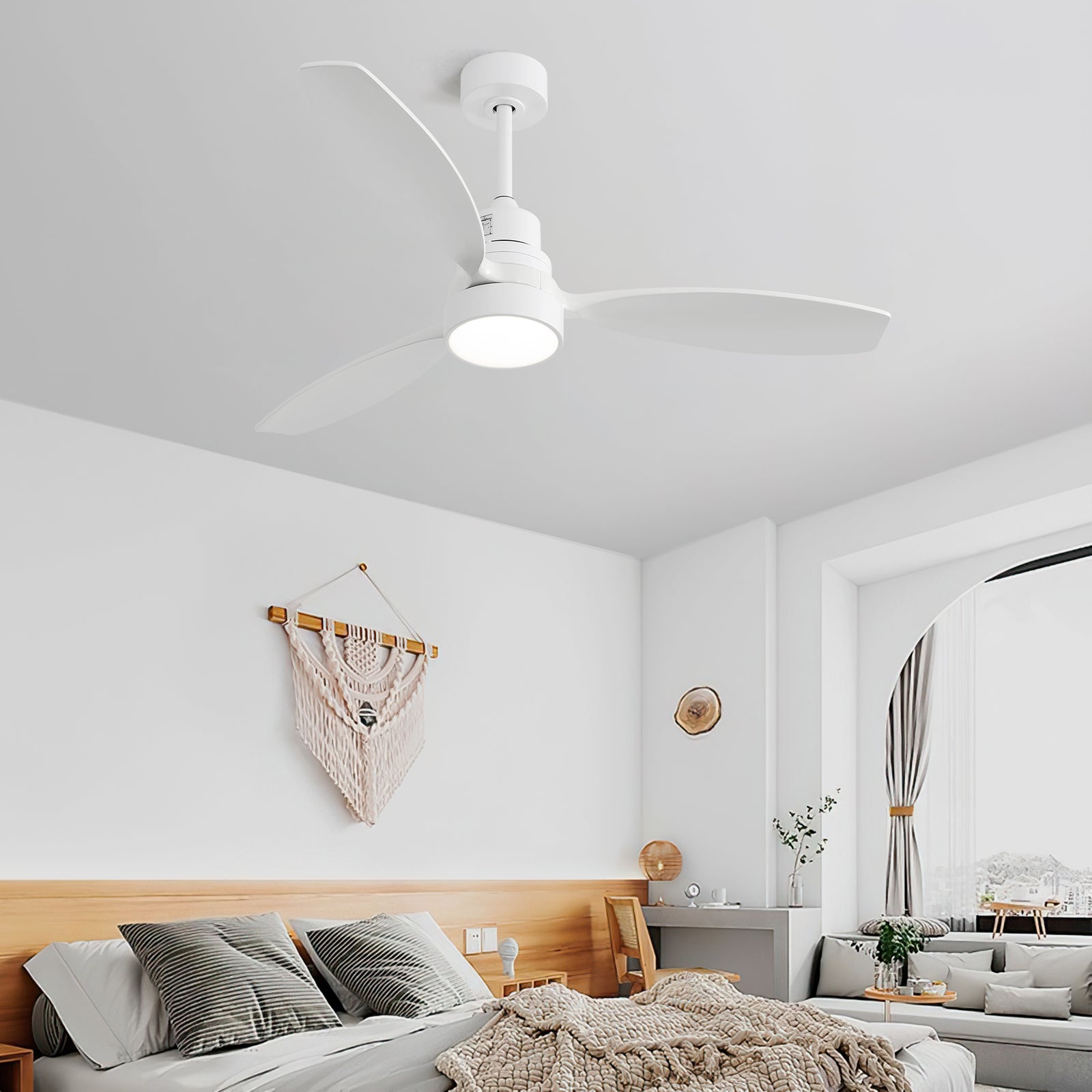 Nøordka Ceiling Fan Fixture Default 52" Modern Sleek White Ceiling Fan With Light