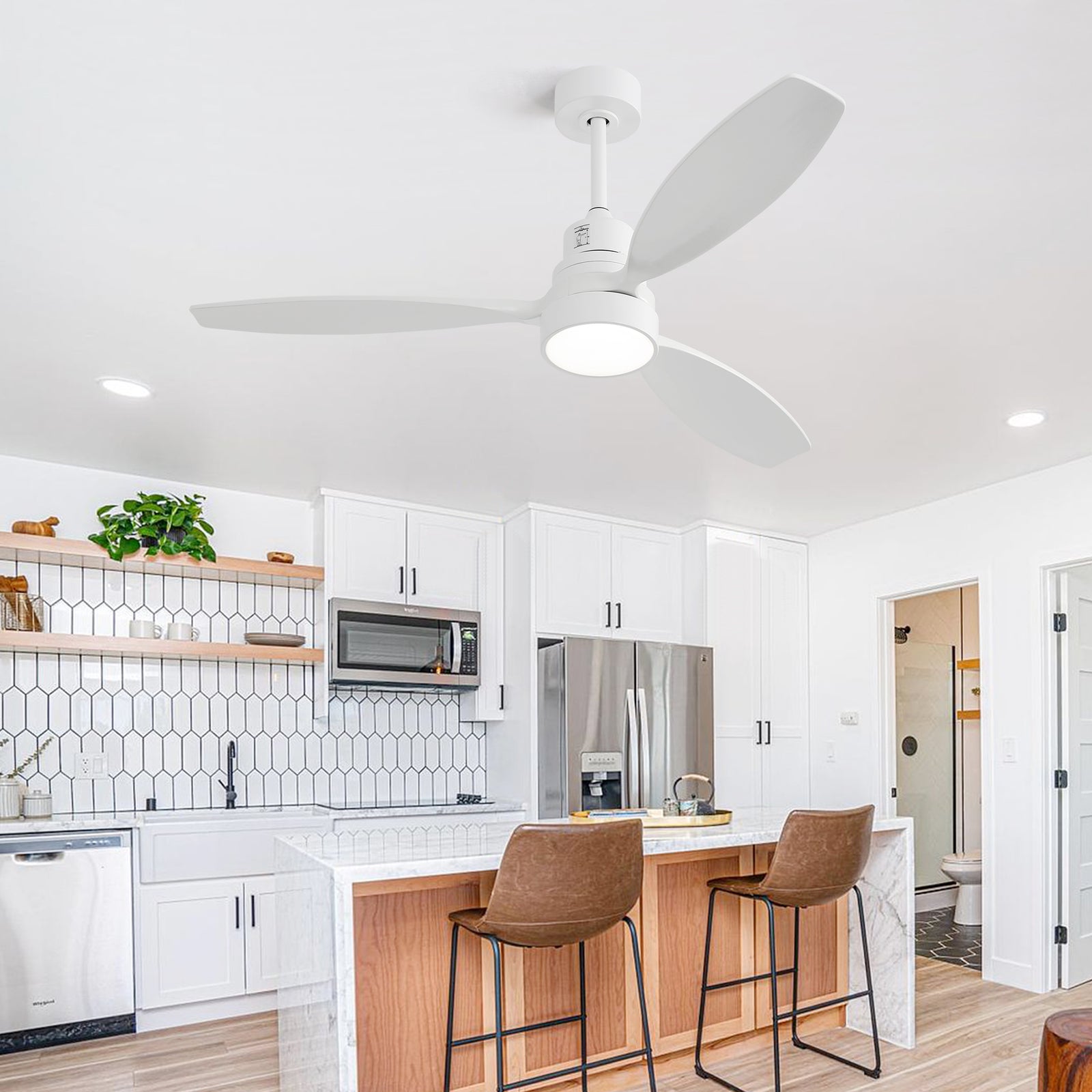 Nøordka Ceiling Fan Fixture Default 52" Modern Sleek White Ceiling Fan With Light