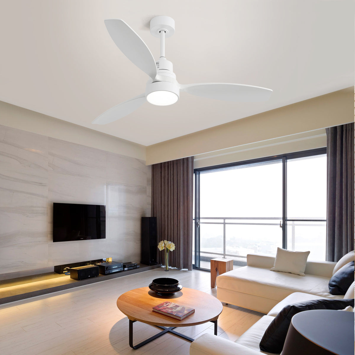 Nøordka Ceiling Fan Fixture Default 52" Modern Sleek White Ceiling Fan With Light