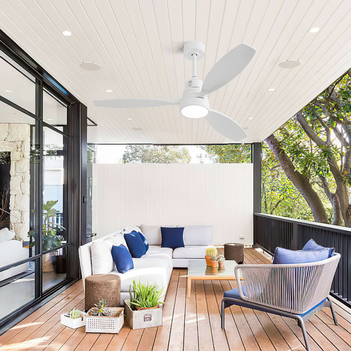 Nøordka Ceiling Fan Fixture Default 52" Modern Sleek White Ceiling Fan With Light