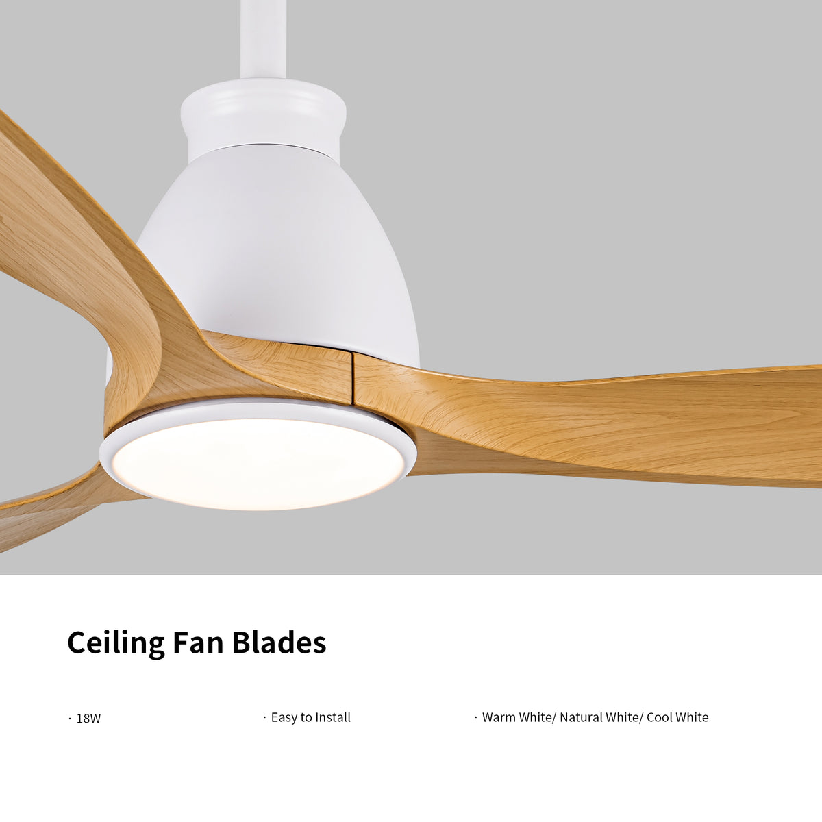 Nøordka Ceiling Fan Fixture Default 52" Modern Sleek White Ceiling Fan with Light