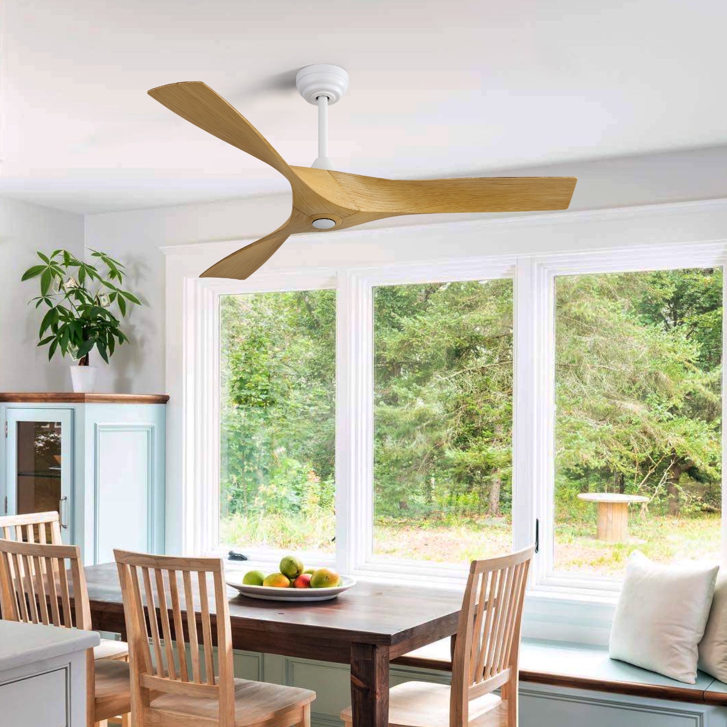 Nøordka Ceiling Fan Fixture Default 52" Modern Sleek White Ceiling Fan With Remote