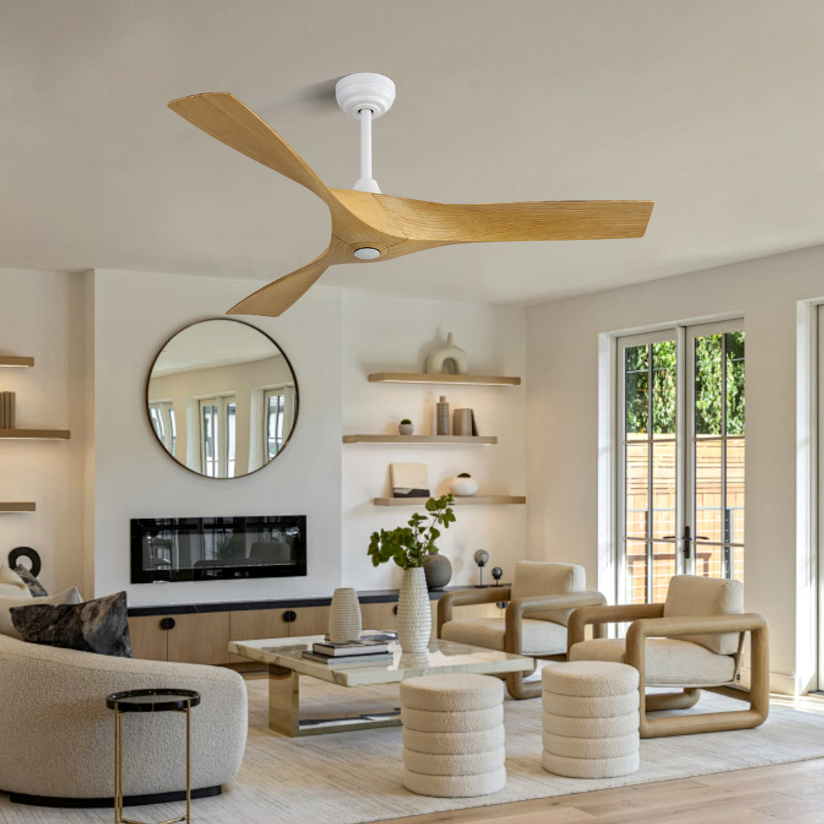 Nøordka Ceiling Fan Fixture Default 52" Modern Sleek White Ceiling Fan With Remote