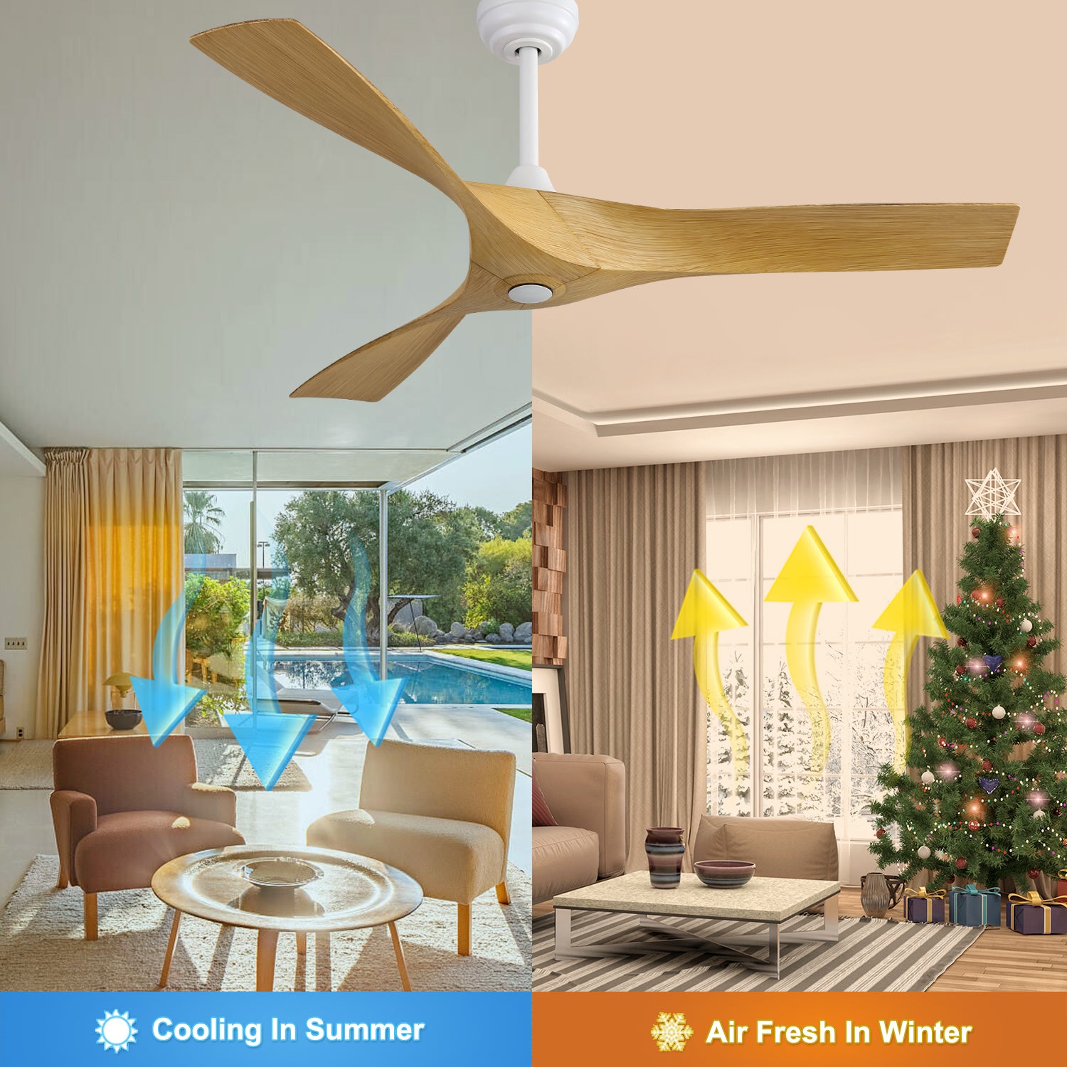 Nøordka Ceiling Fan Fixture Default 52" Modern Sleek White Ceiling Fan With Remote