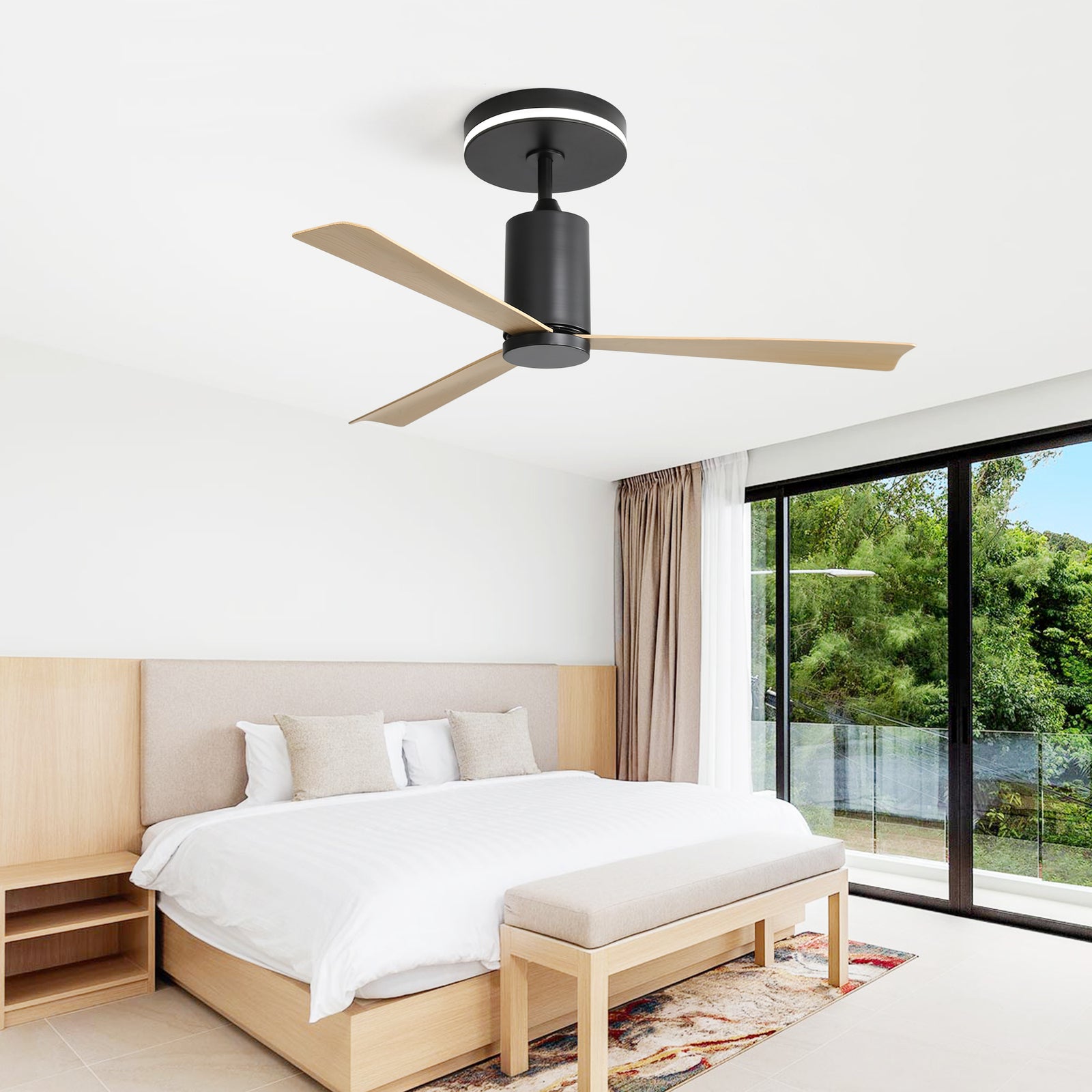 Nøordka Ceiling Fan Fixture Default 52" Nordic Inspired Black Ceiling Fan With Light