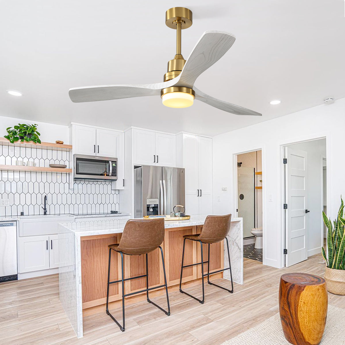 Nøordka Ceiling Fan Fixture Default 52" Nordic Inspired Gold Ceiling Fan With Light