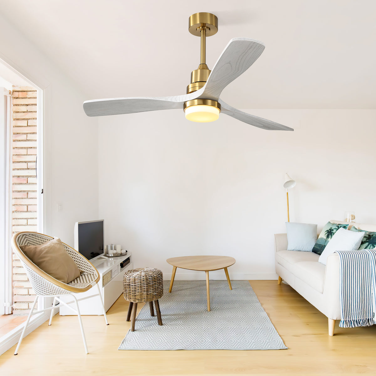 Nøordka Ceiling Fan Fixture Default 52" Nordic Inspired Gold Ceiling Fan With Light