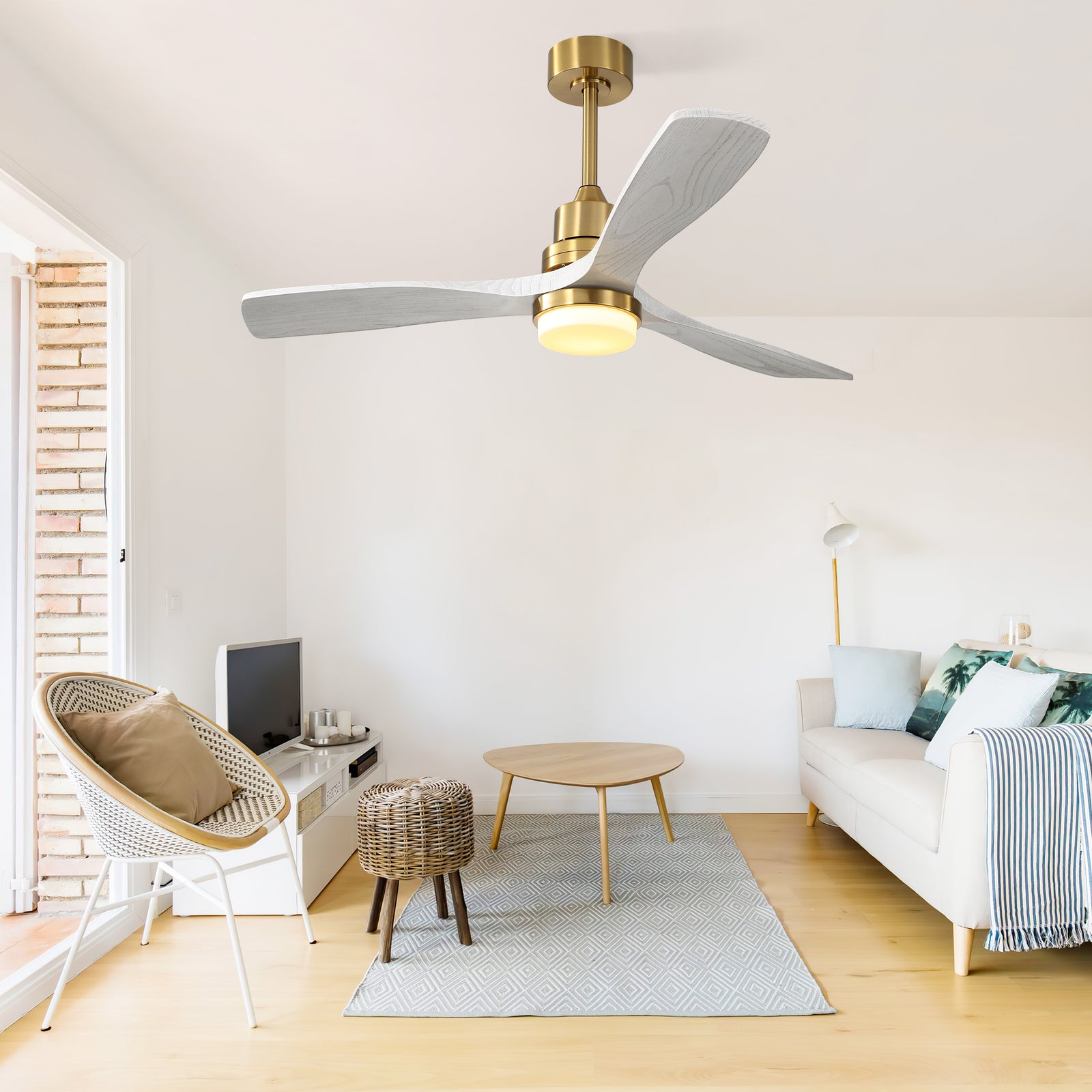 Nøordka Ceiling Fan Fixture Default 52" Nordic Inspired Gold Ceiling Fan With Light