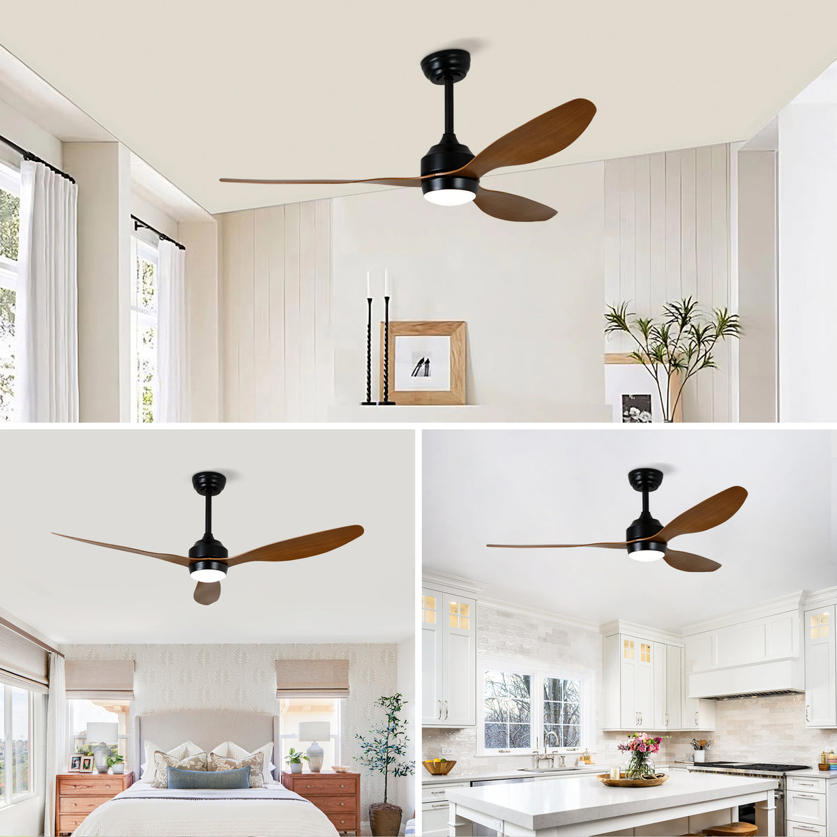 Nøordka Ceiling Fan Fixture Default 52" Nordic Inspired Matte Black Walnut Ceiling Fan