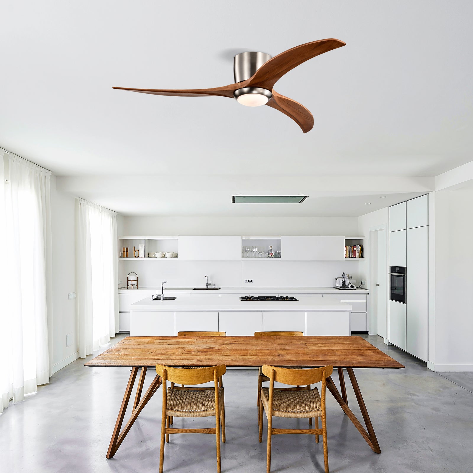 Nøordka Ceiling Fan Fixture Default 52" Nordic Inspired Nickel Ceiling Fan With Light