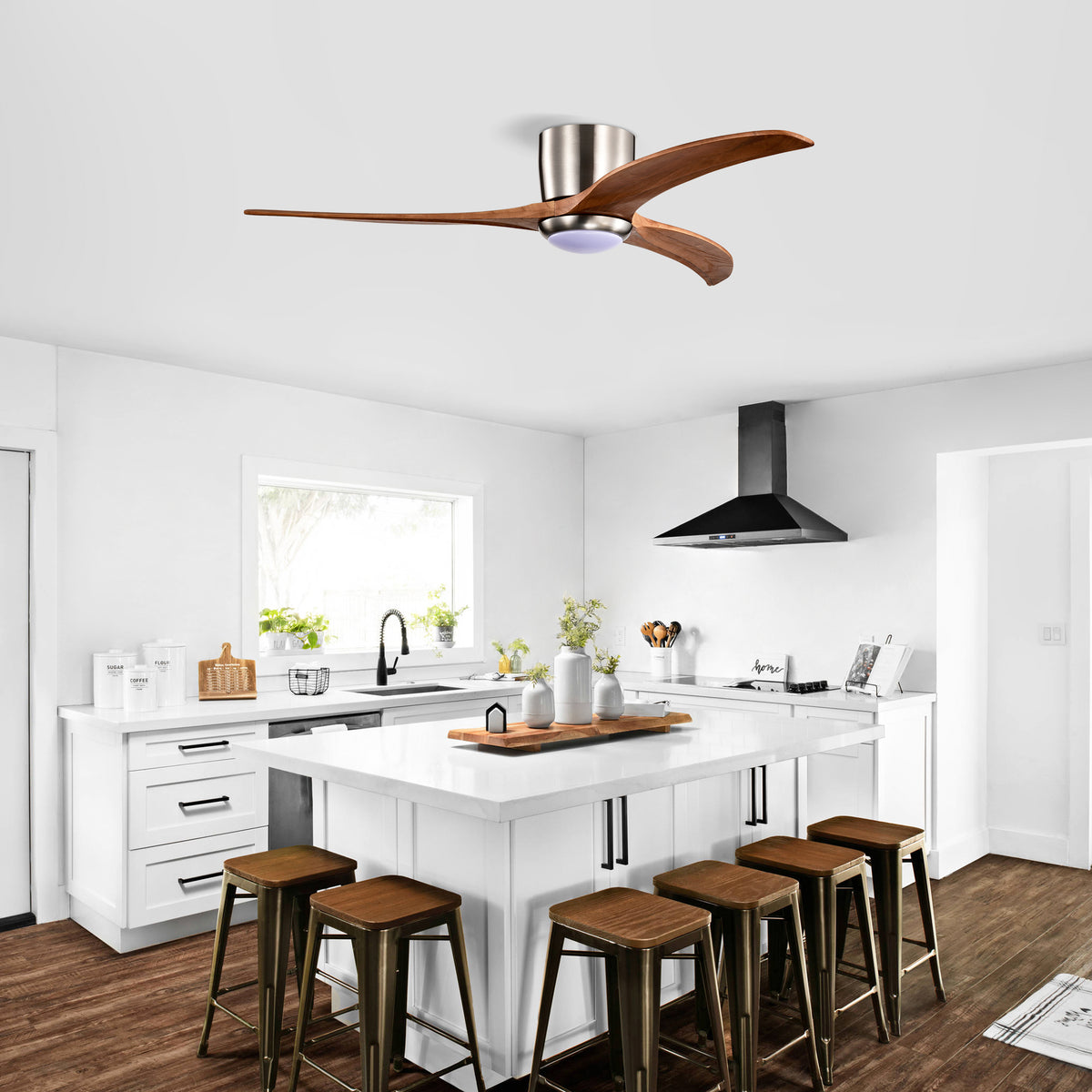 Nøordka Ceiling Fan Fixture Default 52" Nordic Inspired Nickel Ceiling Fan With Light