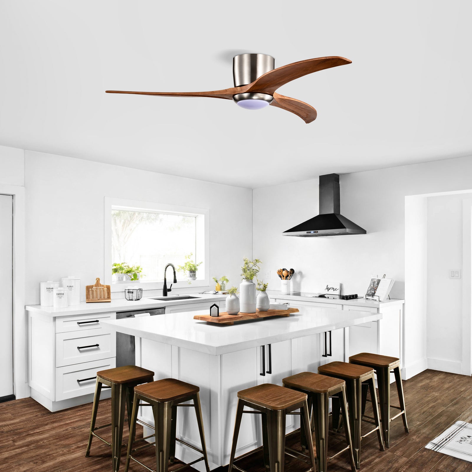 Nøordka Ceiling Fan Fixture Default 52" Nordic Inspired Nickel Ceiling Fan With Light