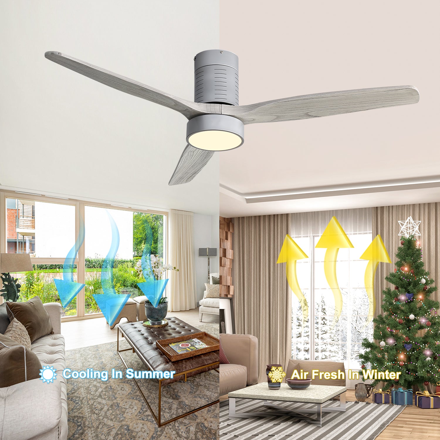 Nøordka Ceiling Fan Fixture Default 52" Nordic Inspired Silver Ceiling Fan With Light