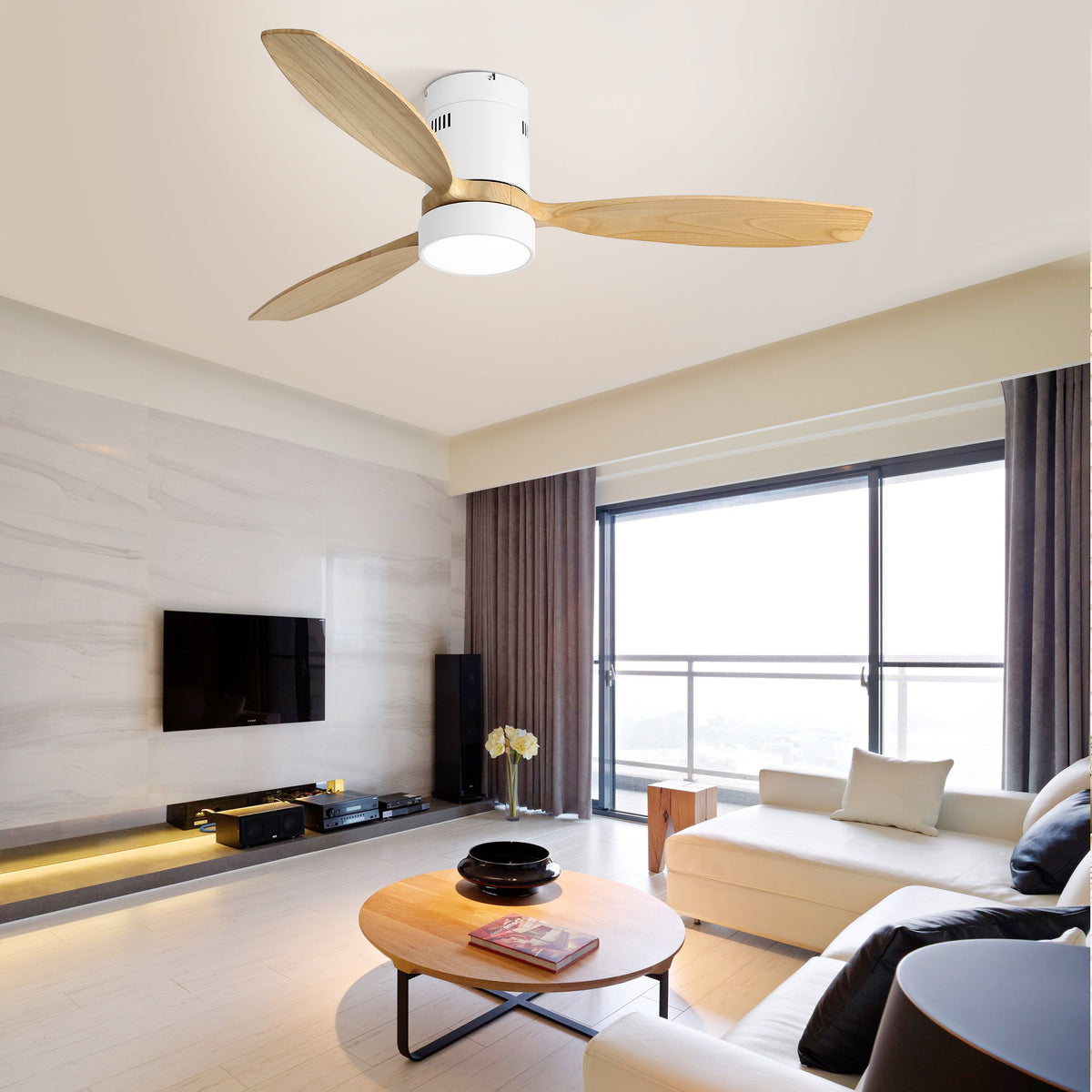 Nøordka Ceiling Fan Fixture Default 52" Nordic Inspired White Ceiling Fan With Light