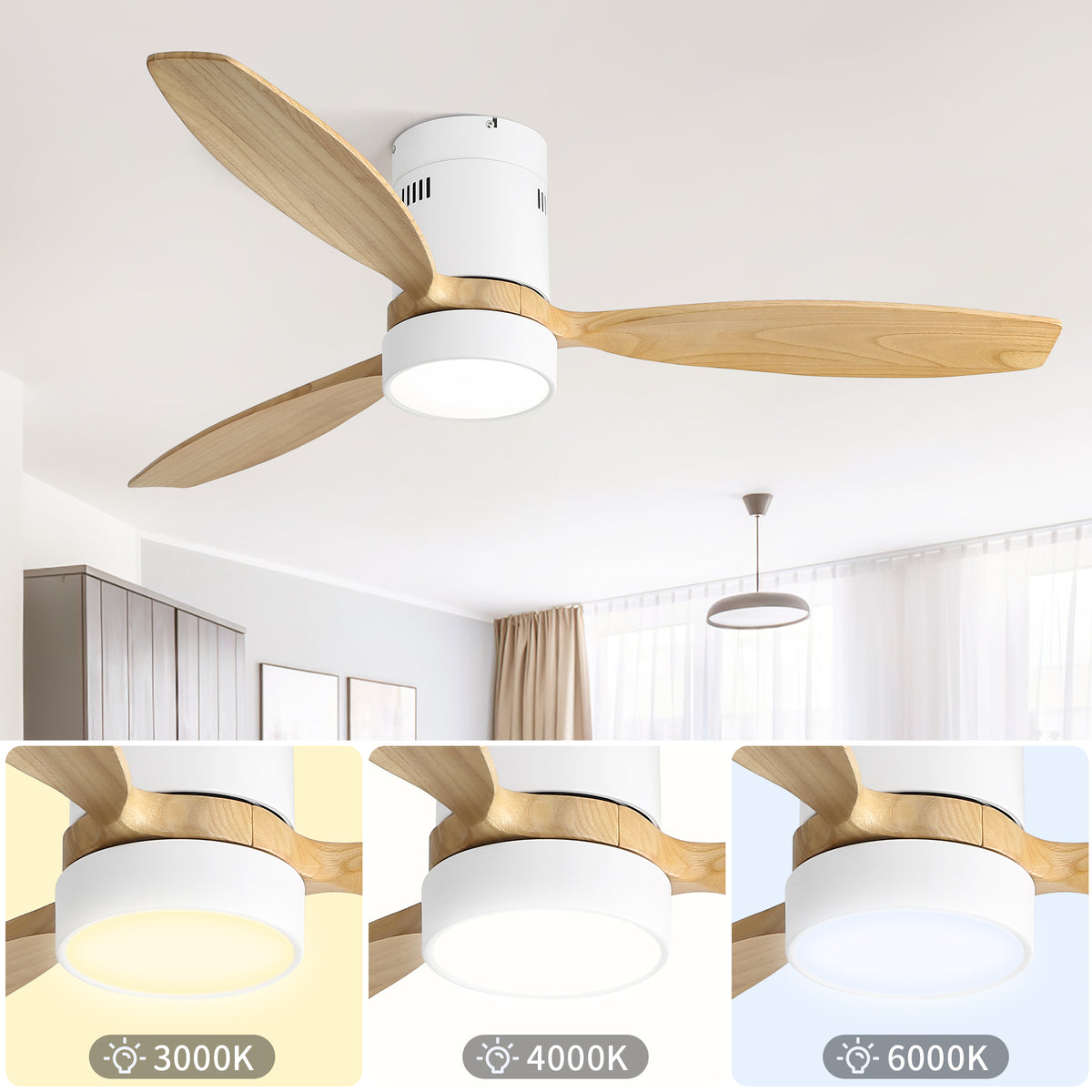 Nøordka Ceiling Fan Fixture Default 52" Nordic Inspired White Ceiling Fan With Light