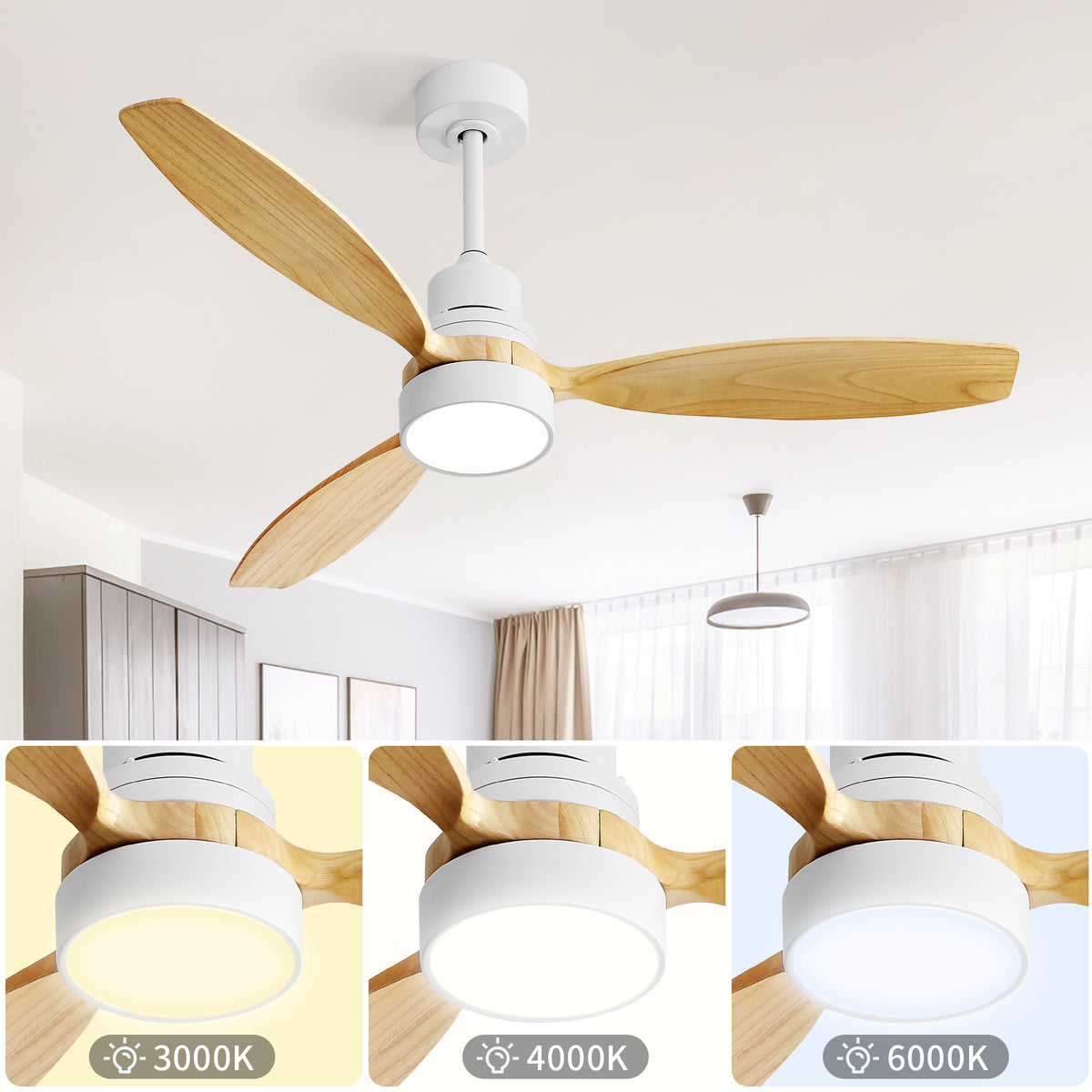 Nøordka Ceiling Fan Fixture Default 52" Nordic Inspired White Ceiling Fan With Light