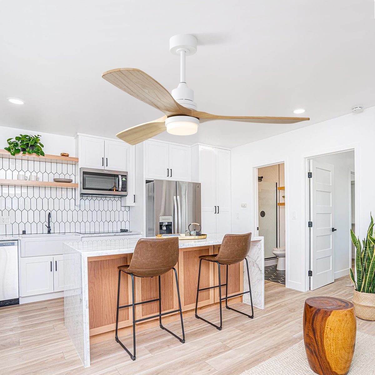 Nøordka Ceiling Fan Fixture Default 52" Nordic Inspired White Ceiling Fan With Light