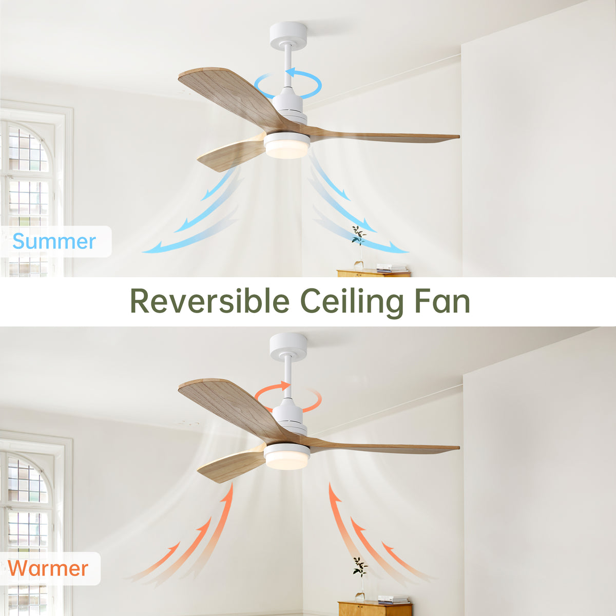 Nøordka Ceiling Fan Fixture Default 52" Nordic Inspired White Ceiling Fan With Light