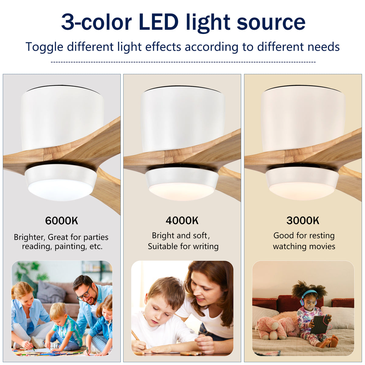 Nøordka Ceiling Fan Fixture Default 52" Nordic Inspired White Ceiling Fan with Light