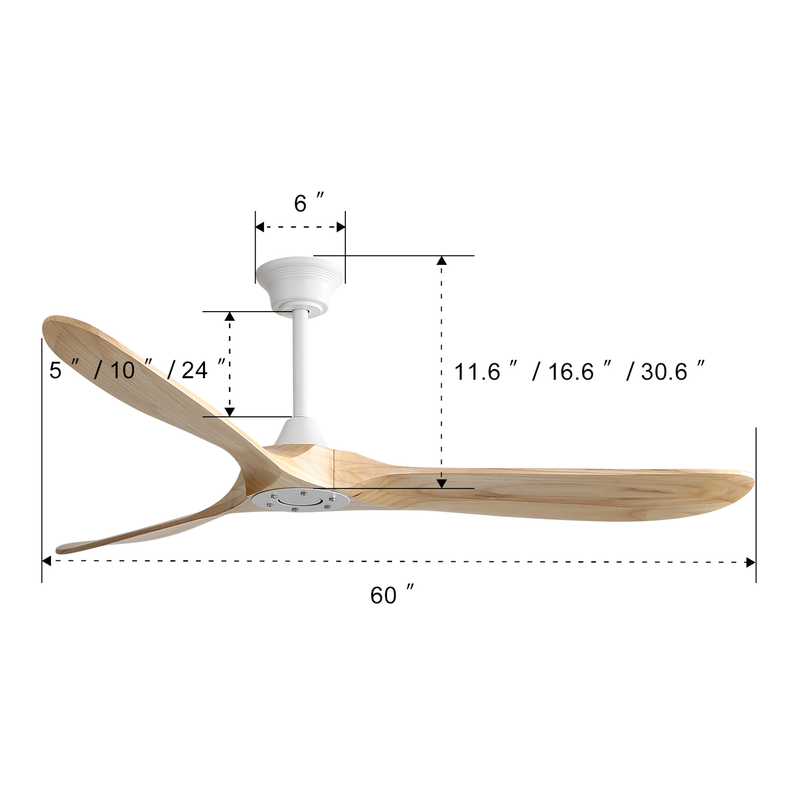 Nøordka Ceiling Fan Fixture Default 60" Contemporary Style White Ceiling Fan