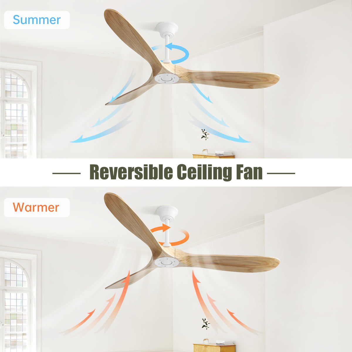 Nøordka Ceiling Fan Fixture Default 60" Contemporary Style White Ceiling Fan