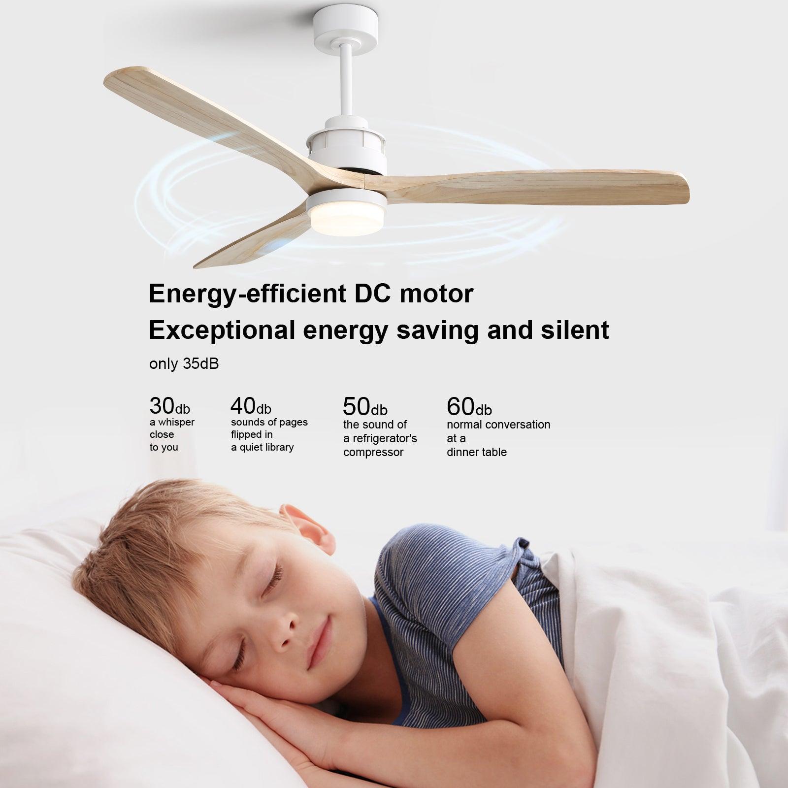 Nøordka Ceiling Fan Fixture Default 60" Modern Sleek White Ceiling Fan with Light