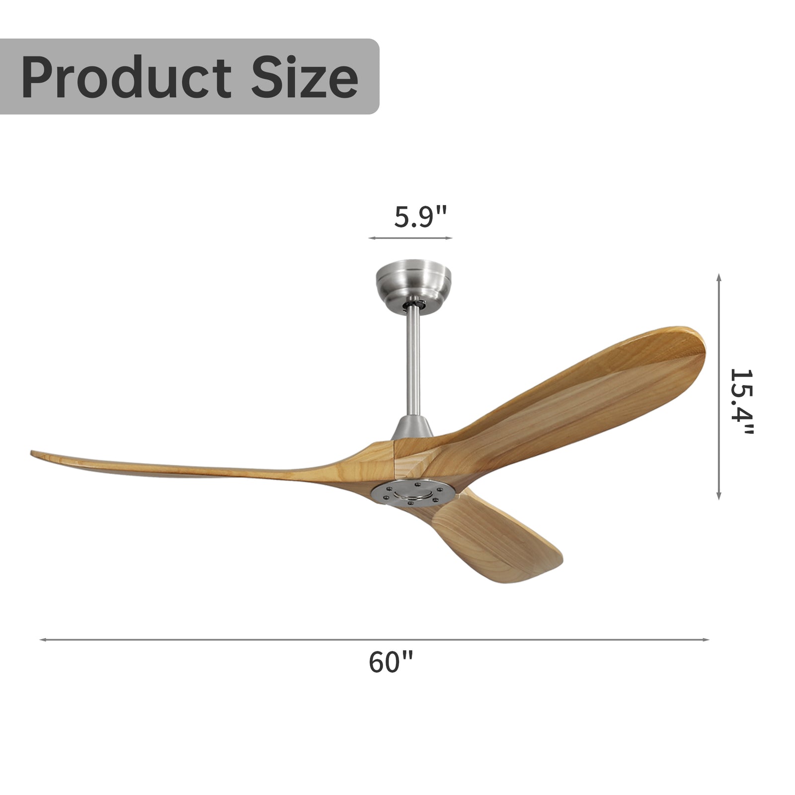 Nøordka Ceiling Fan Fixture Default 60" Nordic Inspired Brushed Nickel Ceiling Fan Remote