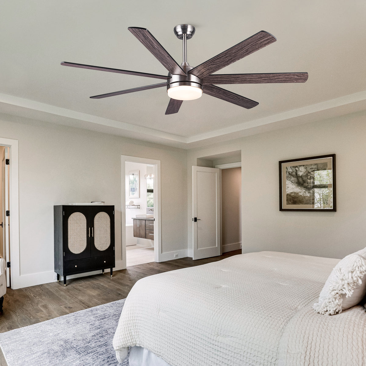 Nøordka Ceiling Fan Fixture Default 62" Modern Sleek Brushed Nickel Ceiling Fan with Light