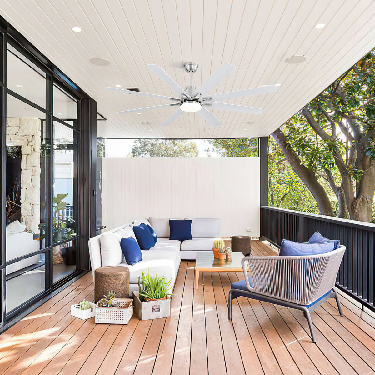 Nøordka Ceiling Fan Fixture Default 66" Modern Sleek Brushed Nickel Ceiling Fan