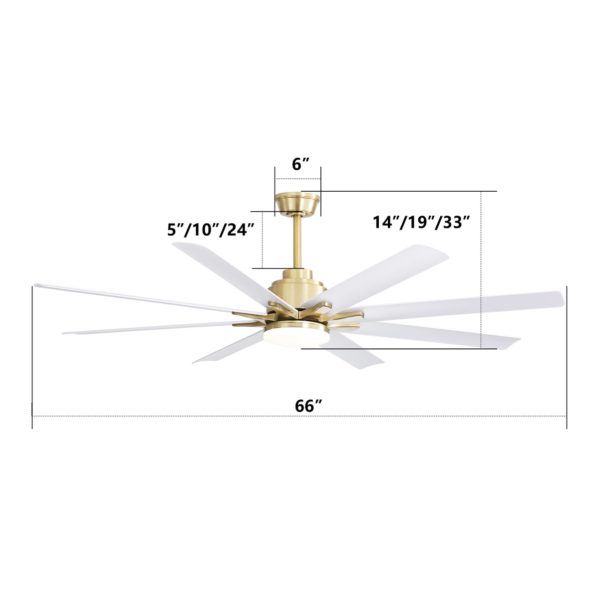 Nøordka Ceiling Fan Fixture Default 66" Modern Sleek Gold Ceiling Fan With Dimmable Light