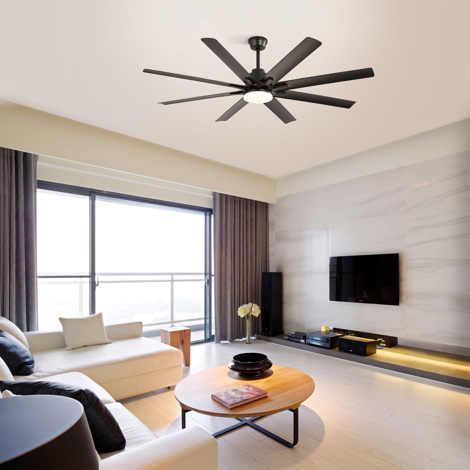 Nøordka Ceiling Fan Fixture Default 66" Nordic Inspired Black Ceiling Fan with Lights