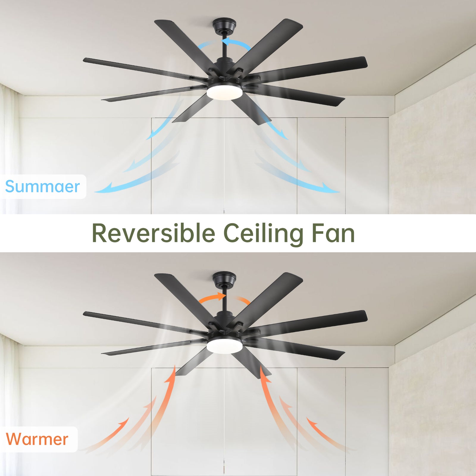 Nøordka Ceiling Fan Fixture Default 66" Nordic Inspired Black Ceiling Fan with Lights