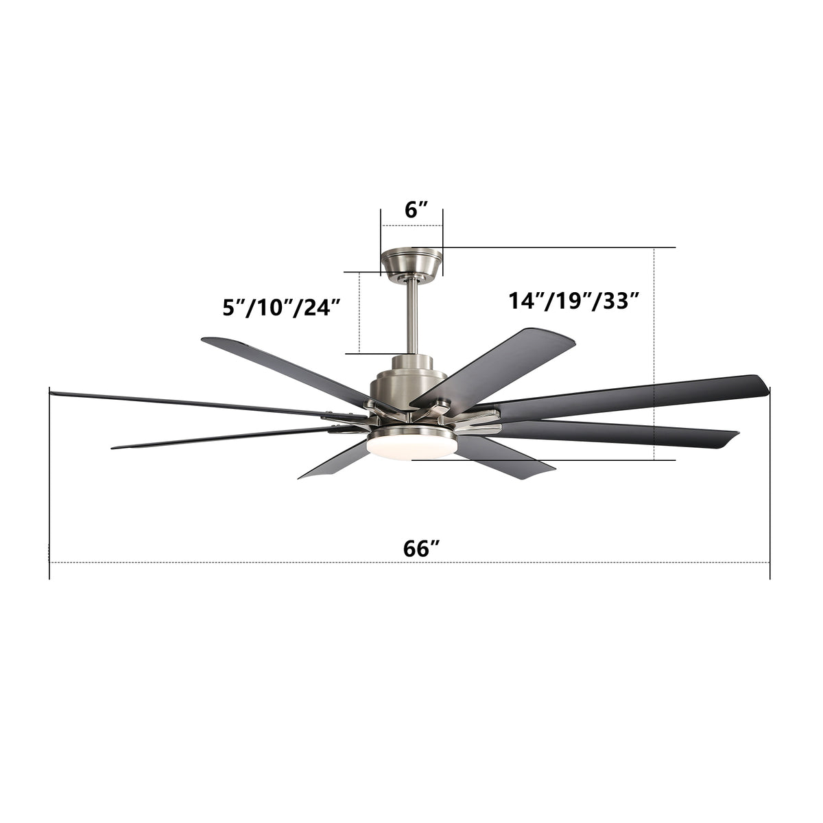 Nøordka Ceiling Fan Fixture Default 66" Quiet Performance Brushed Nickel Ceiling Fan