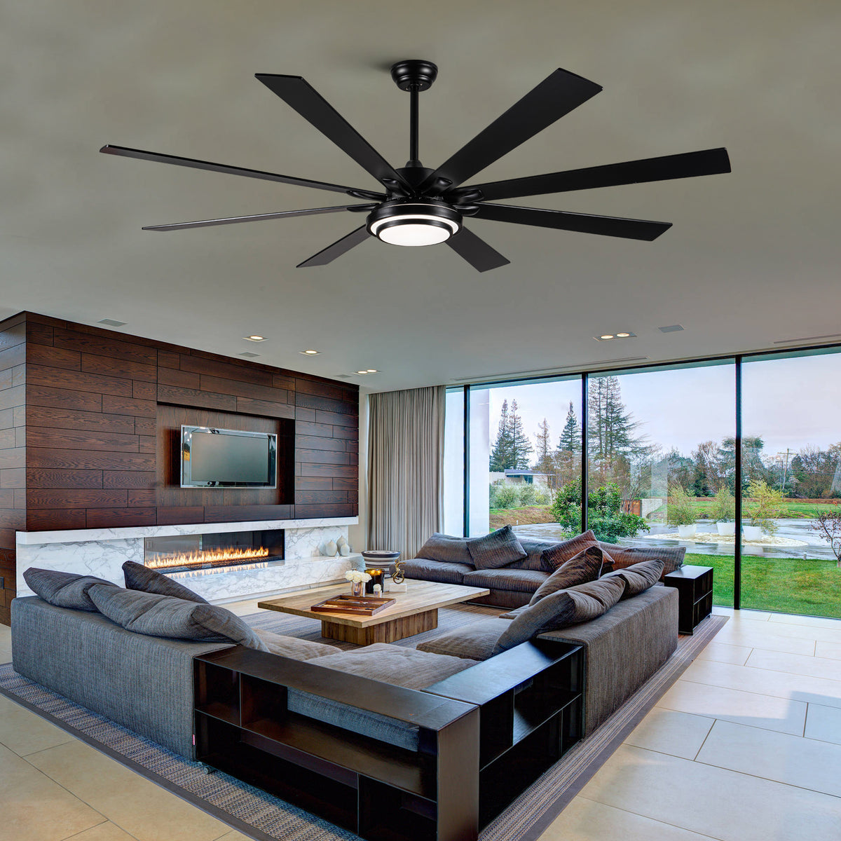 Nøordka Ceiling Fan Fixture Default 72" Modern Sleek Matte Black Ceiling Fan with Remote