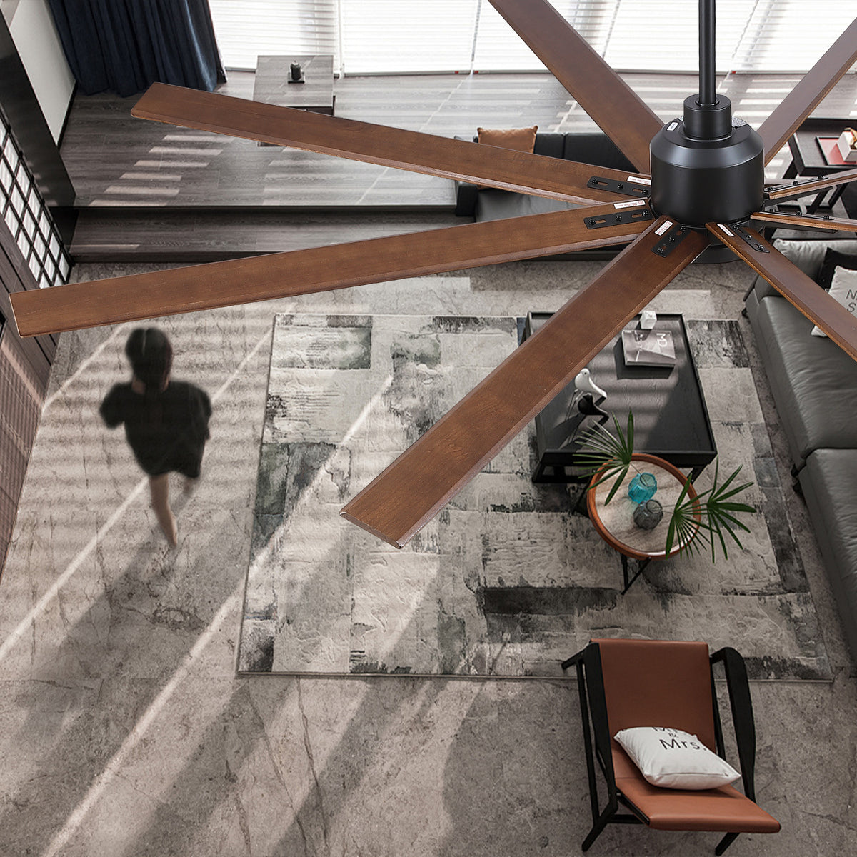 Nøordka Ceiling Fan Fixture Default 84" Modern Sleek Black Ceiling Fan With Light