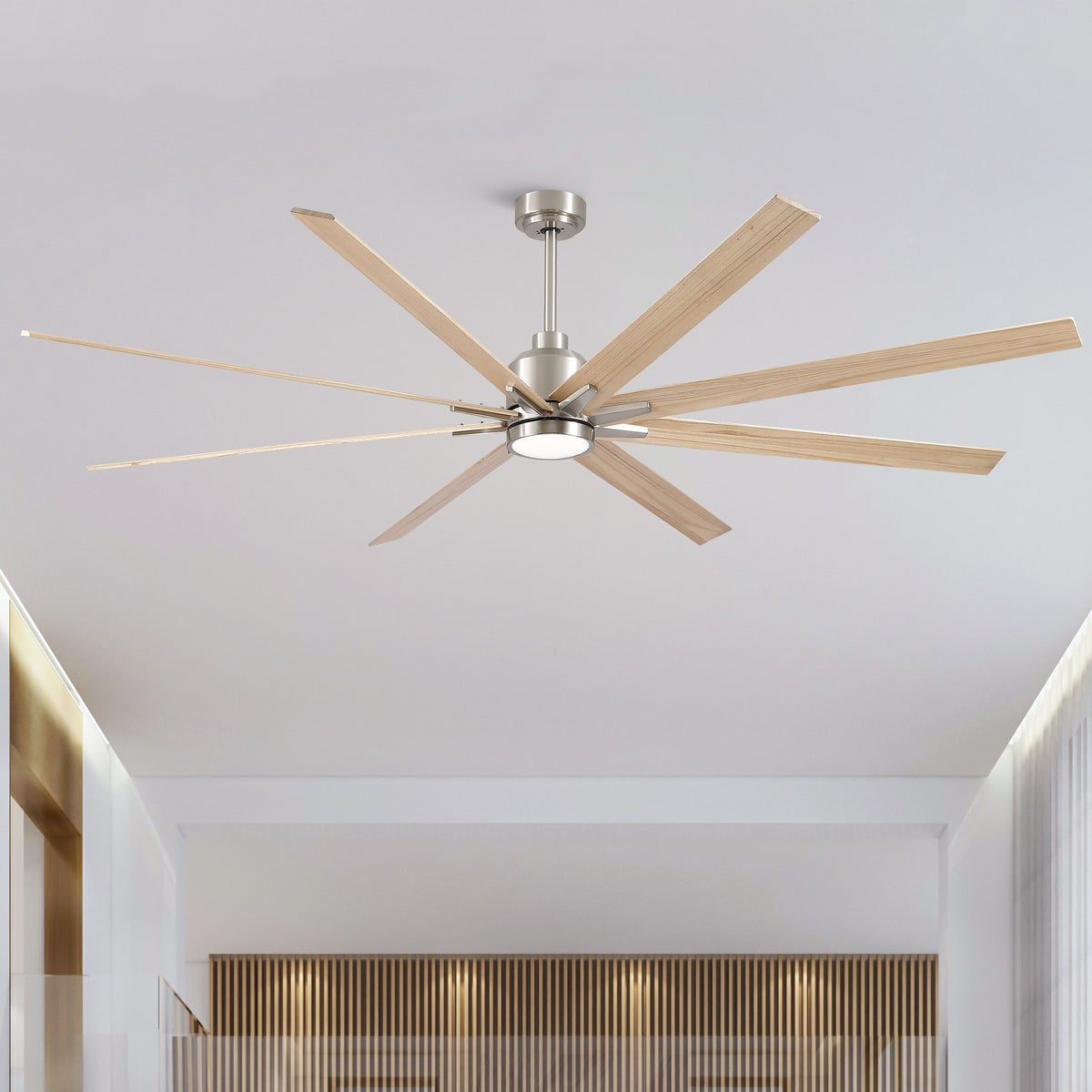 Nøordka Ceiling Fan Fixture Default 84" Modern Sleek Brushed Nickel Ceiling Fan With Light