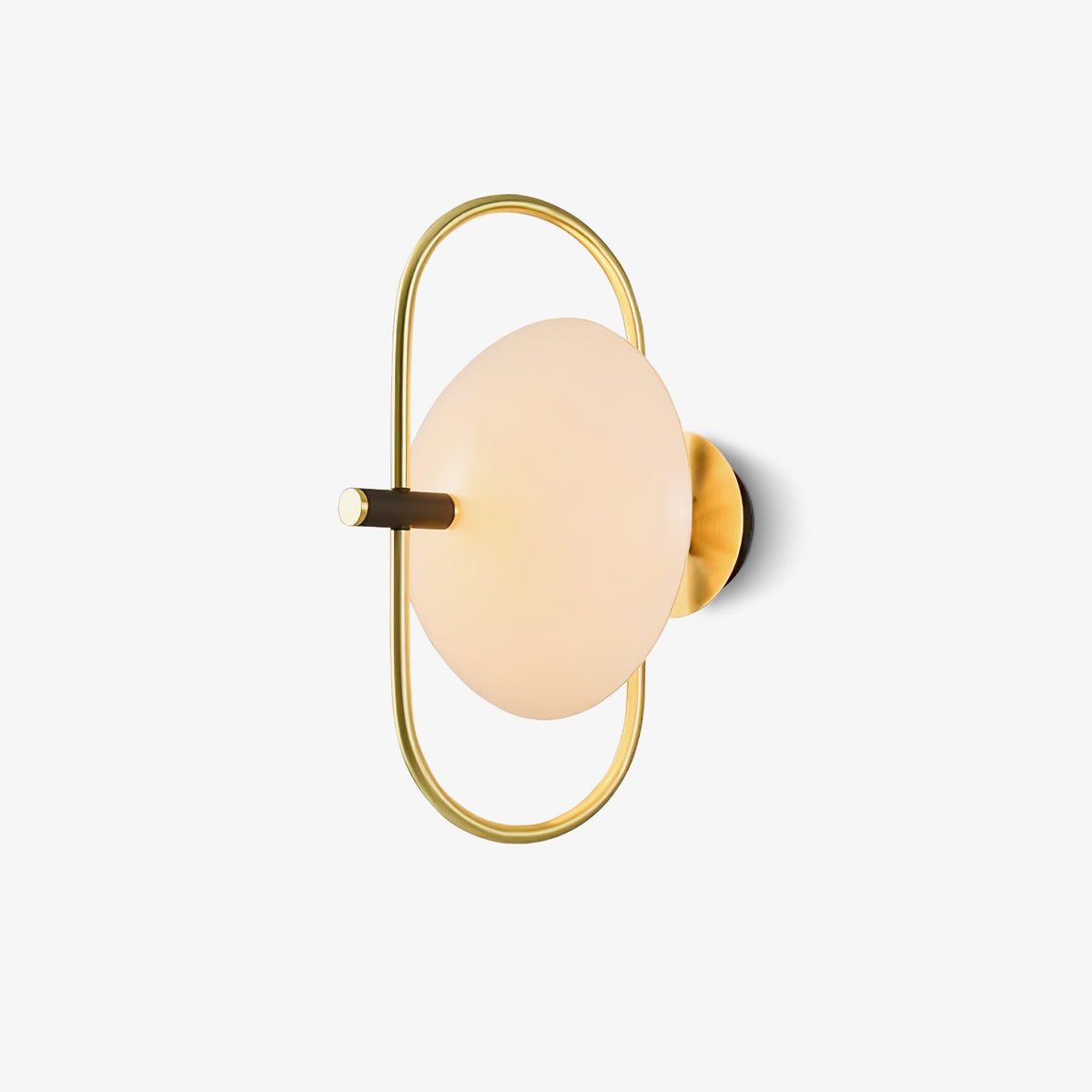 Nøordka Light Bespoke Wall Light Fixture ∅ 11″ x H 15.7″ / Dia 28cm x H 40cm / Gold &amp; White glass Thick Glass Half Circle Brass Finish Wall Lamp