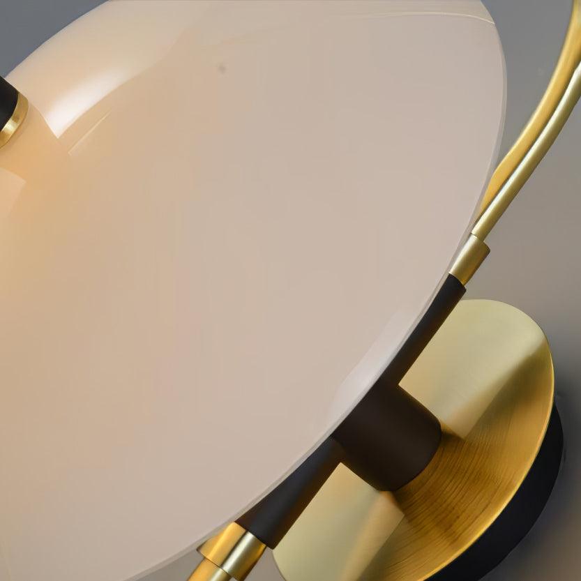 Nøordka Light Bespoke Wall Light Fixture ∅ 11″ x H 15.7″ / Dia 28cm x H 40cm / Gold &amp; White glass Thick Glass Half Circle Brass Finish Wall Lamp