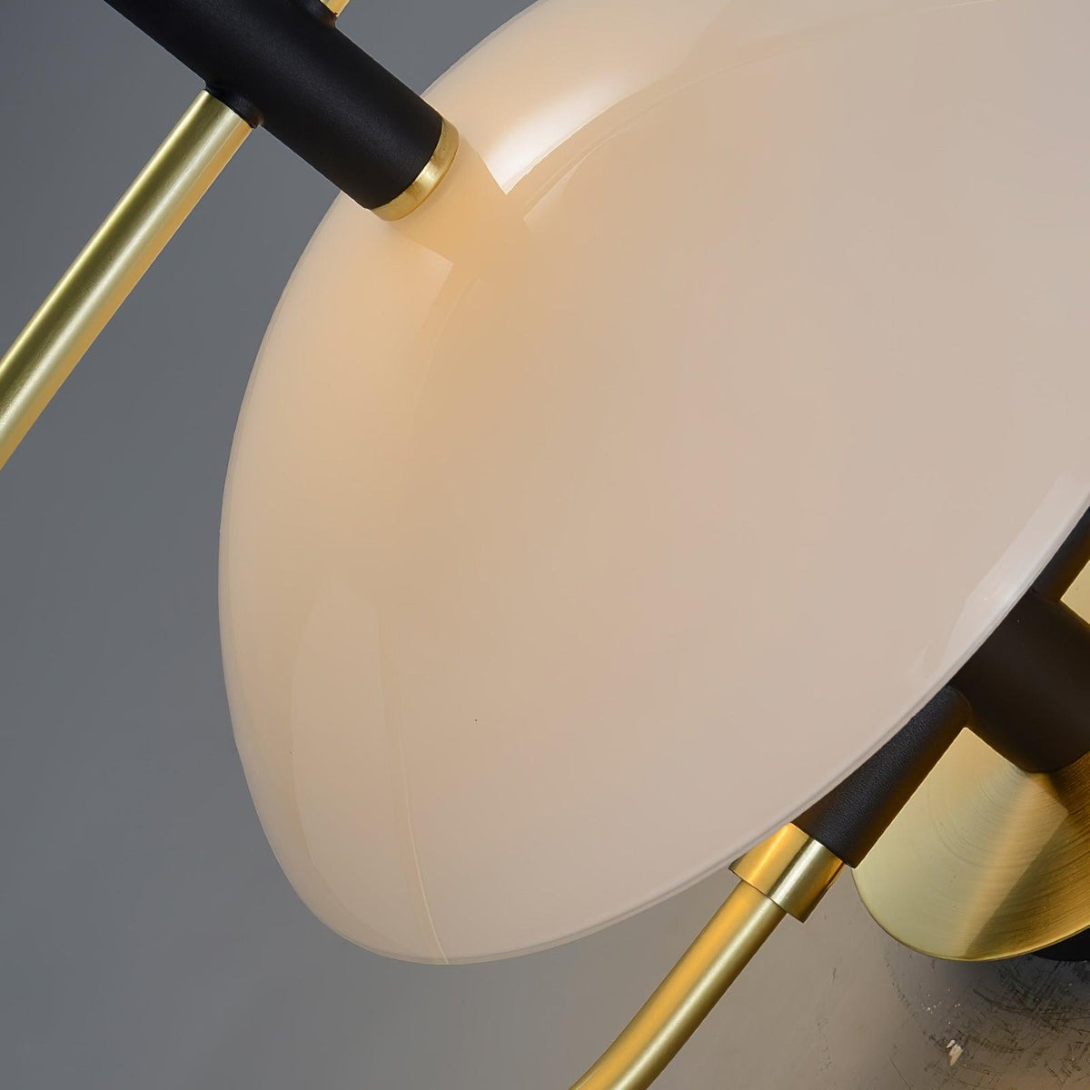 Nøordka Light Bespoke Wall Light Fixture ∅ 11″ x H 15.7″ / Dia 28cm x H 40cm / Gold &amp; White glass Thick Glass Half Circle Brass Finish Wall Lamp