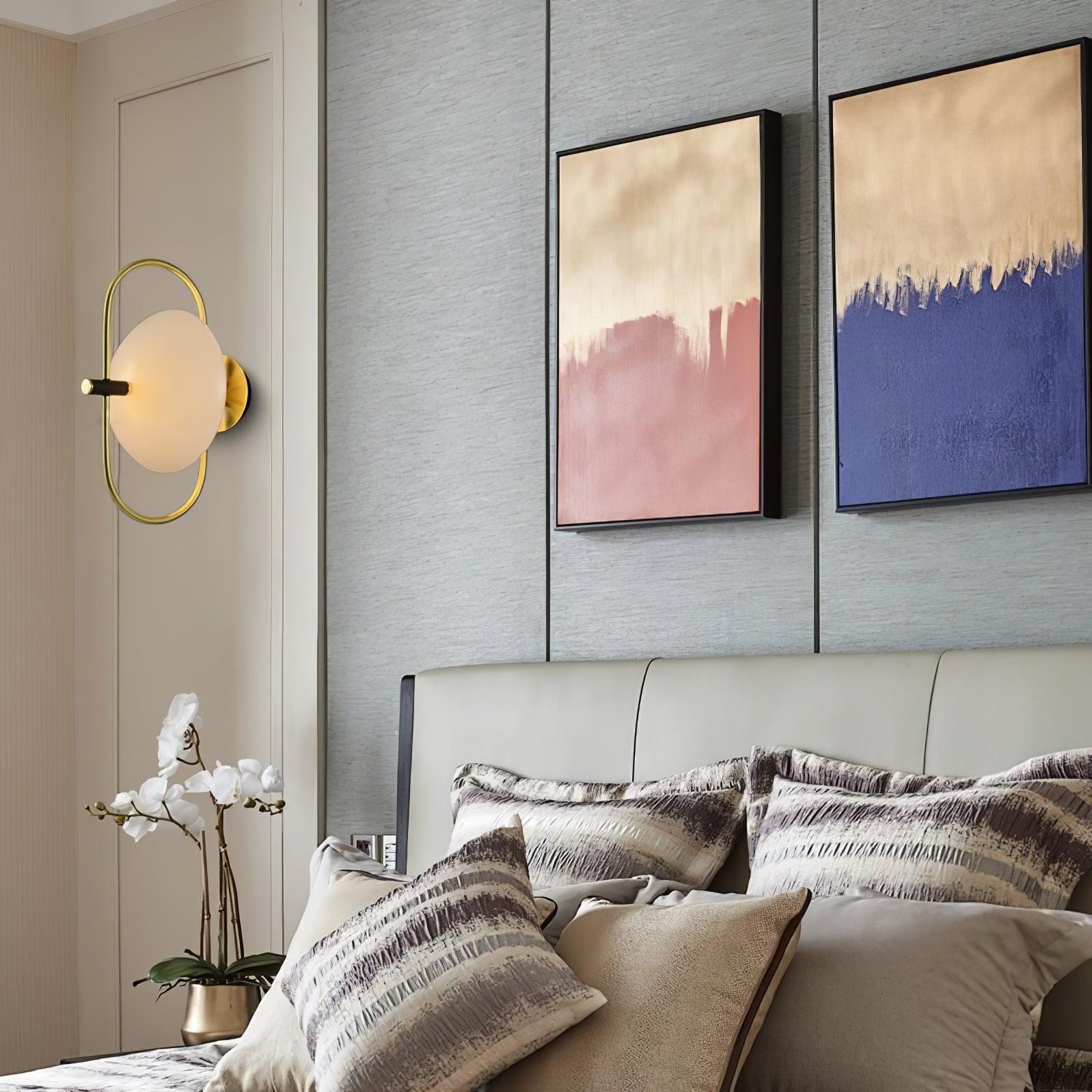 Nøordka Light Bespoke Wall Light Fixture ∅ 11″ x H 15.7″ / Dia 28cm x H 40cm / Gold & White glass Thick Glass Half Circle Brass Finish Wall Lamp