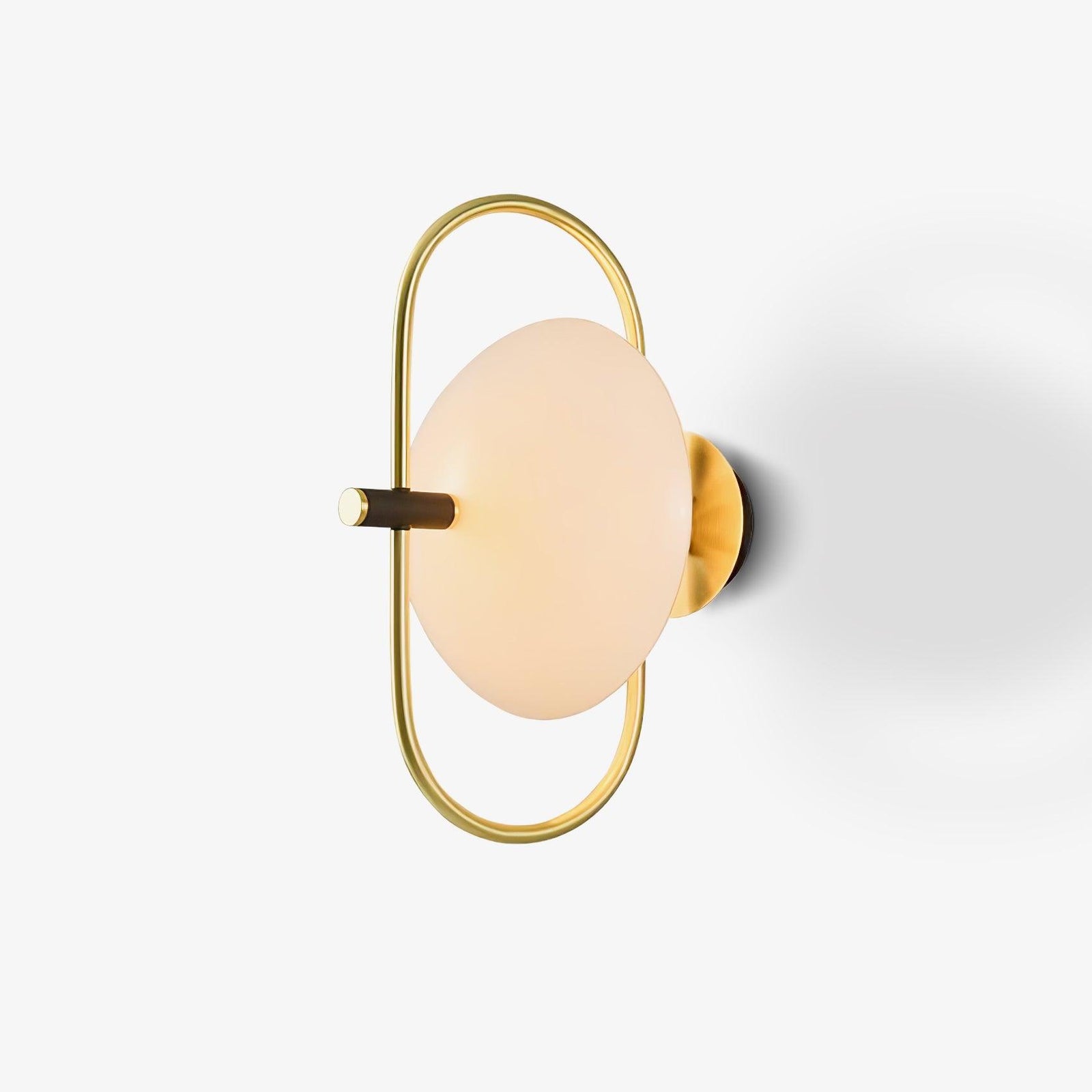 Nøordka Light Bespoke Wall Light Fixture ∅ 11″ x H 15.7″ / Dia 28cm x H 40cm / Gold & White glass Thick Glass Half Circle Brass Finish Wall Lamp