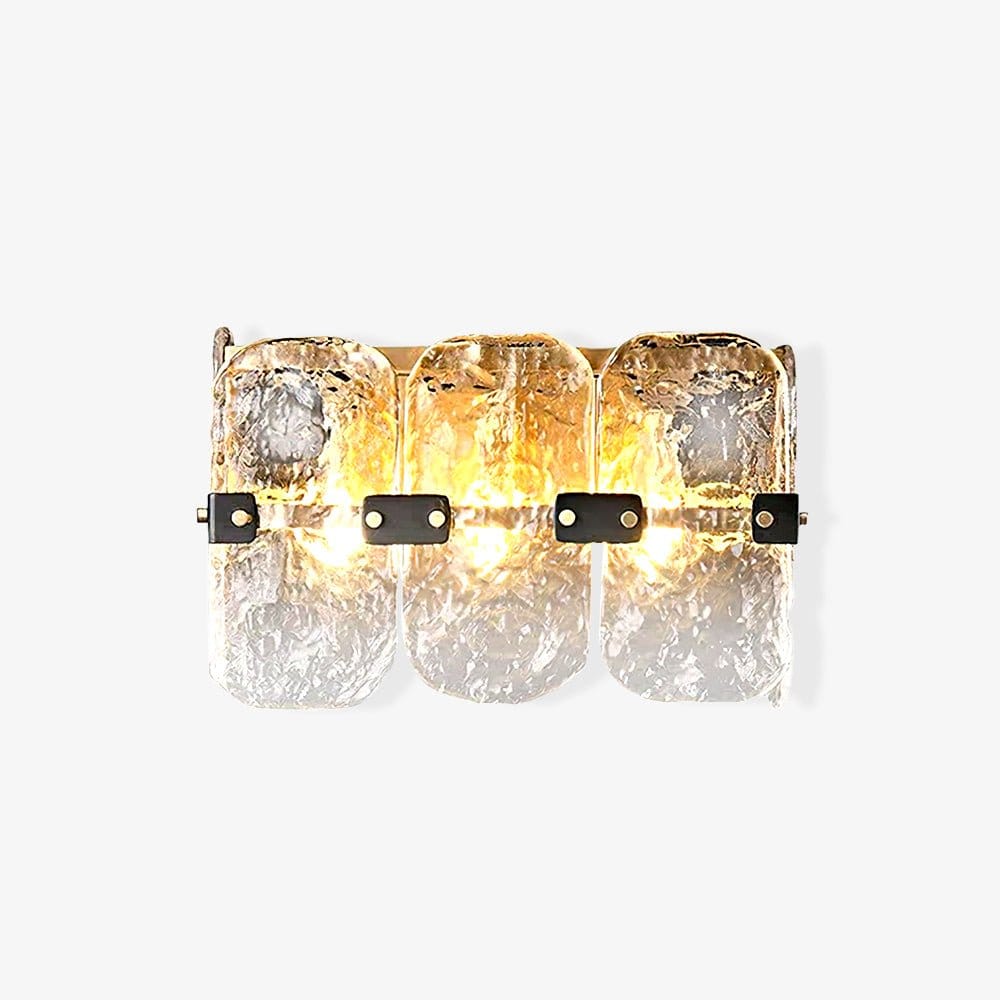 Nøordka Light Bespoke Wall Light Fixture ∅ 12.2″ x H 7.7″ / Dia 31cm x H 19.5cm / Clear Hand Blown Glass Brass Finish Wall Sconce