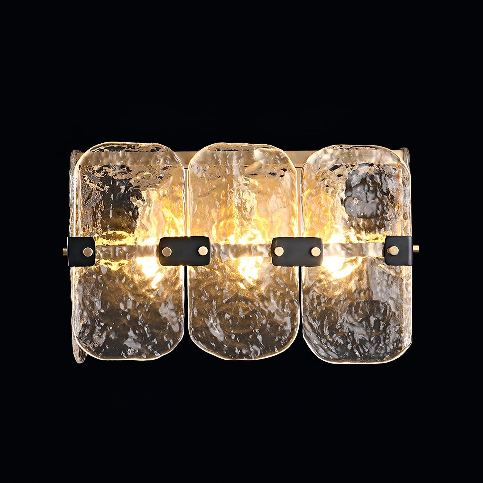 Nøordka Light Bespoke Wall Light Fixture ∅ 12.2″ x H 7.7″ / Dia 31cm x H 19.5cm / Clear Hand Blown Glass Brass Finish Wall Sconce