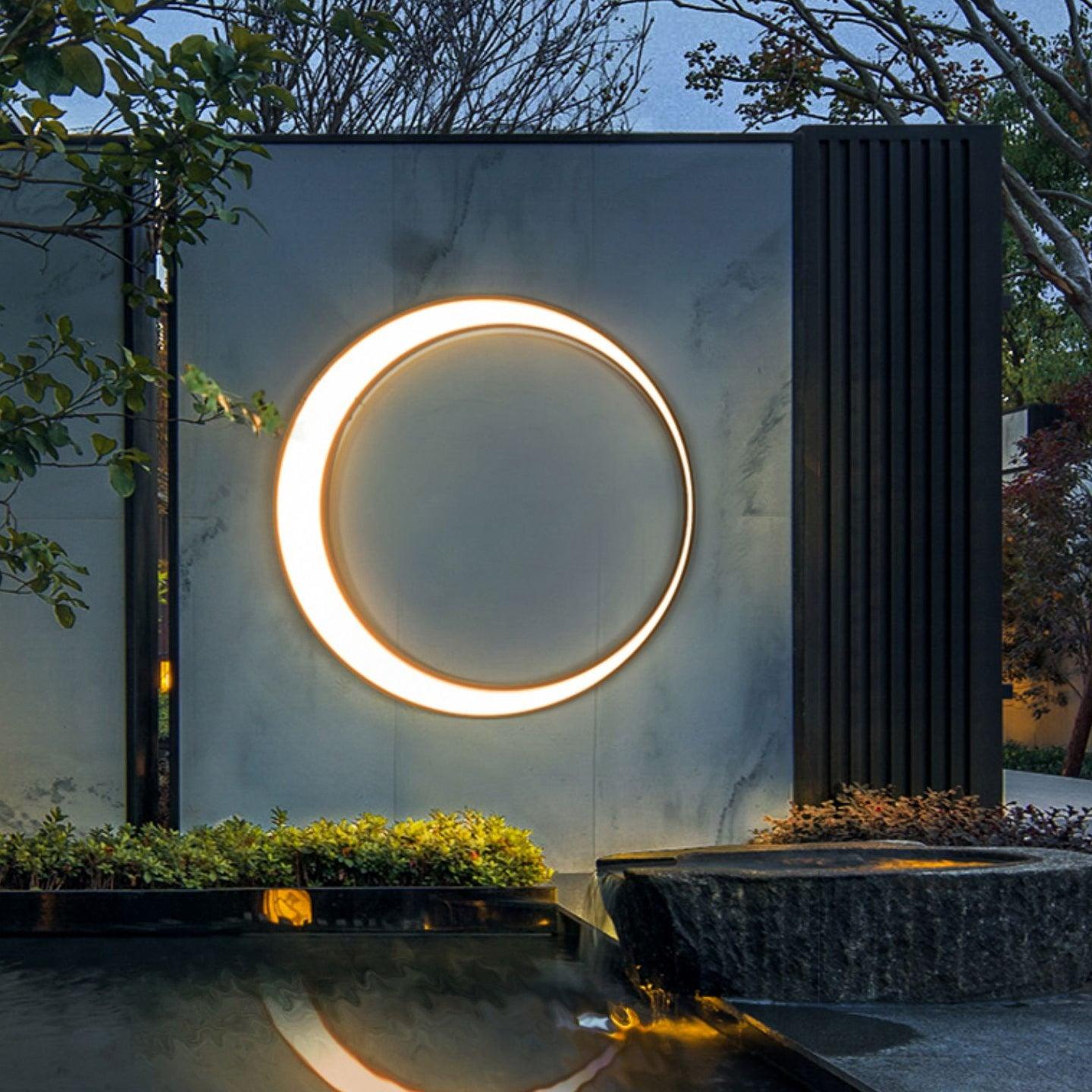 Nøordka Light Bespoke Wall Light Fixture ∅ 23.6″ / Dia 60cm / Wired Version / Warm Light Moon Shaped Contemporary Outdoor Wall Light