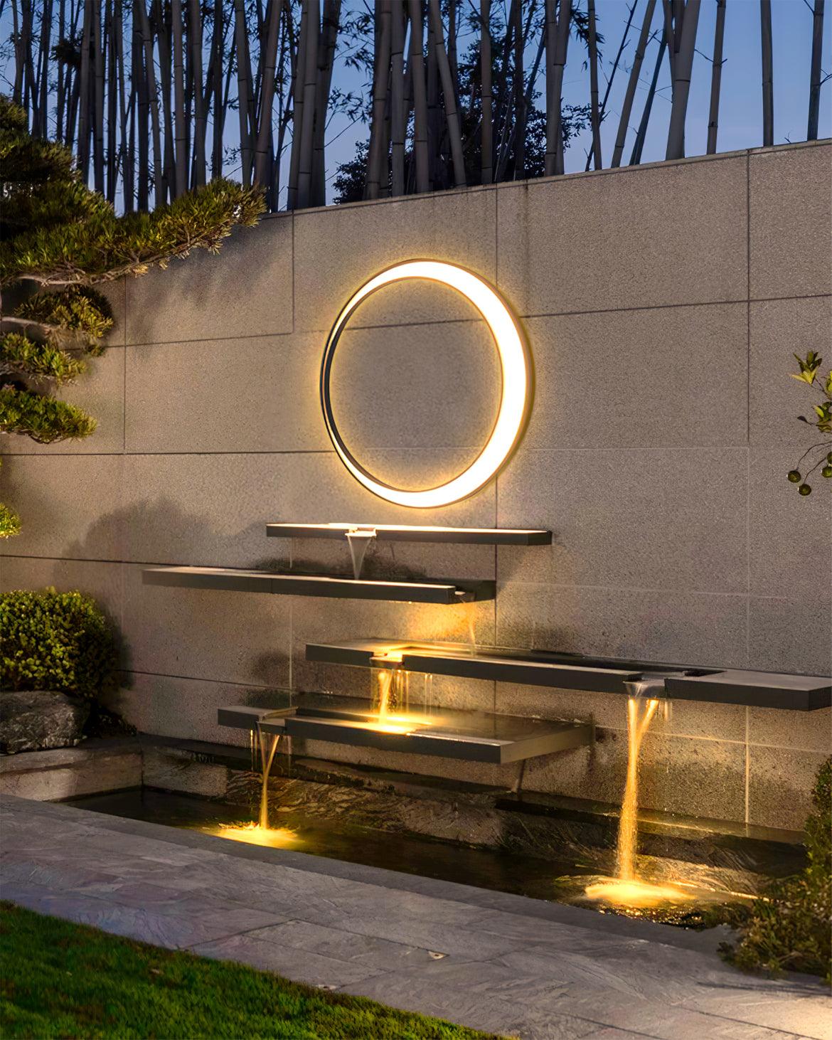 Nøordka Light Bespoke Wall Light Fixture ∅ 23.6″ / Dia 60cm / Wired Version / Warm Light Moon Shaped Contemporary Outdoor Wall Light