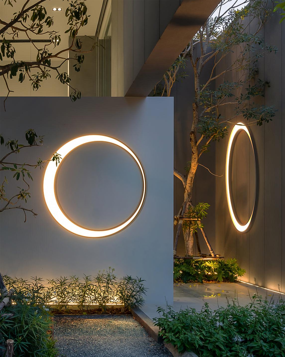 Nøordka Light Bespoke Wall Light Fixture ∅ 23.6″ / Dia 60cm / Wired Version / Warm Light Moon Shaped Contemporary Outdoor Wall Light