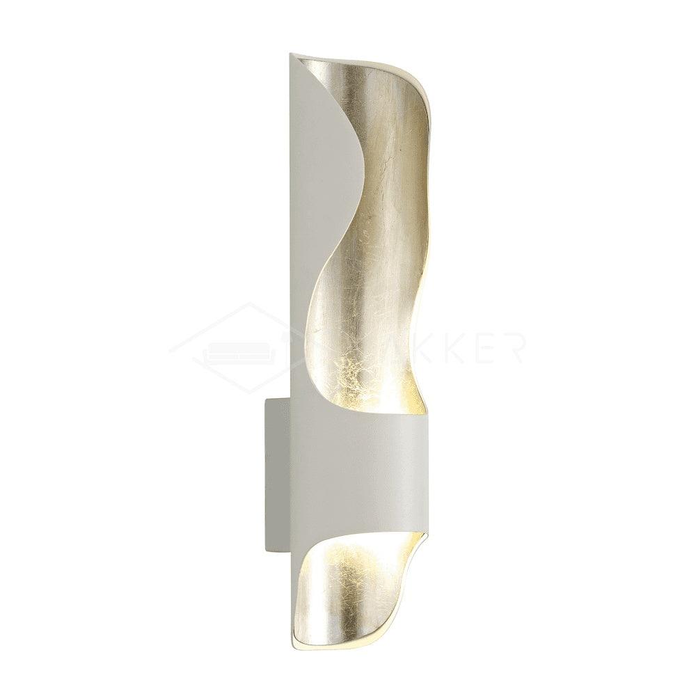 Nøordka Light Bespoke Wall Light Fixture ∅ 3.9″ x H 19.7″ / Dia 10cm x H 50cm / Black Curved Tubular Cylinder Gold Leaf Wall Sconce