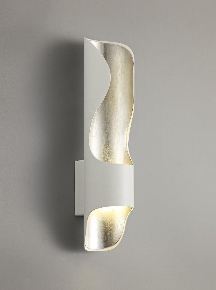 Nøordka Light Bespoke Wall Light Fixture ∅ 3.9″ x H 19.7″ / Dia 10cm x H 50cm / Black Curved Tubular Cylinder Gold Leaf Wall Sconce